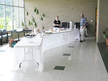Setting up for a reception before mass